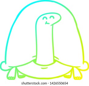 cold gradient line drawing of a cartoon tortoise
