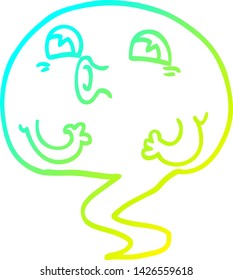 cold gradient line drawing of a cartoon ghost