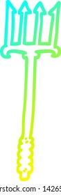 cold gradient line drawing of a cartoon trident