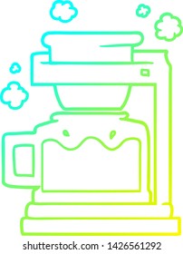 cold gradient line drawing of a cartoon coffee pot