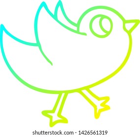 dibujo de línea de gradiente frío de un pájaro caricaturizado alitas