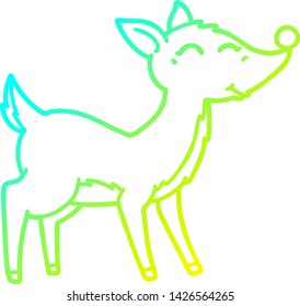 cold gradient line drawing of a cartoon deer