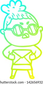 dibujo de una mujer fastidiada con gradiente frío