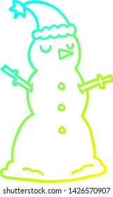 dibujo de línea de degradado frío de un muñeco de caricatura