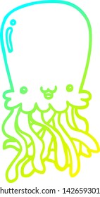 cold gradient line drawing of a cartoon octopus