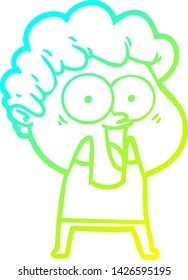 dibujo de una línea de degradado frío de un hombre feliz de caricatura