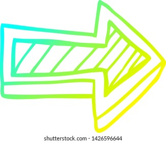 cold gradient line drawing of a cartoon directing arrow