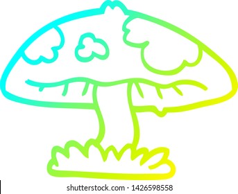 cold gradient line drawing of a cartoon mushroom