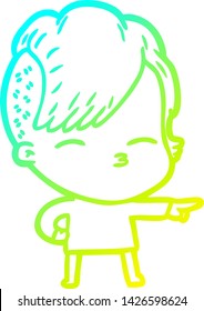 dibujo de línea de gradiente frío de una niña de picoteo