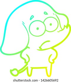 cold gradient line drawing of a cartoon unsure elephant