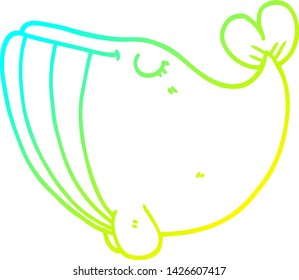 cold gradient line drawing of a cartoon whale