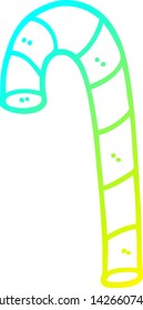 cold gradient line drawing of a cartoon xmas candy cane