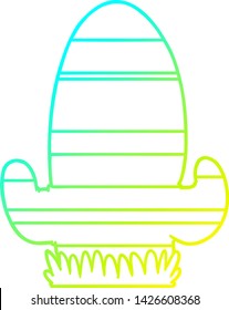 cold gradient line drawing of a cartoon cactus