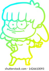 dibujo de una mujer sonriente con gradiente frío
