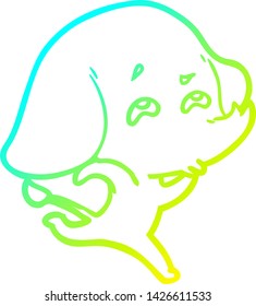 cold gradient line drawing of a cartoon elephant remembering