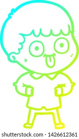 cold gradient line drawing of a cartoon man staring