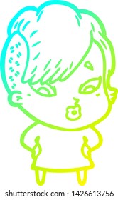 dibujo de una chica sorprendida con gradiente frío