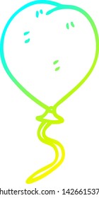 dibujo de línea de degradado frío de un globo de dibujos animados