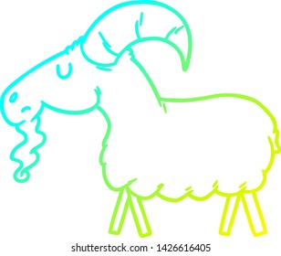 cold gradient line drawing of a cartoon goat