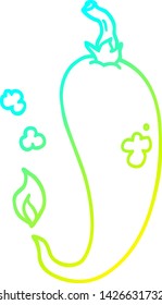 cold gradient line drawing of a cartoon chili pepper