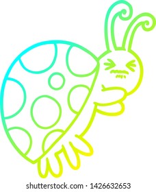 dibujo de línea de gradiente frío de una mariquita de dibujos animados
