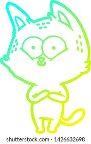 cold gradient line drawing of a cartoon cat