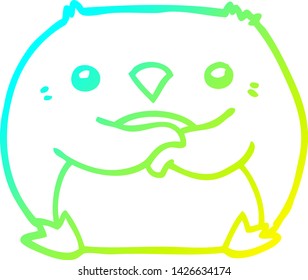 dibujo de línea de degradado frío de un pingüino de dibujos animados