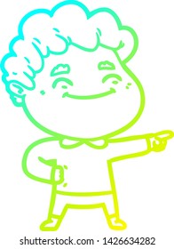 dibujo de línea de degradado frío de un hombre amigo de la caricatura