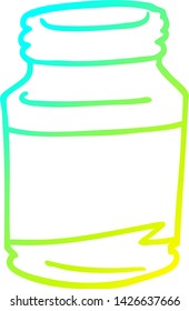 cold gradient line drawing of a cartoon pill jar