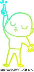 dibujo de línea de gradiente frío de un hombre calvo de dibujos animados