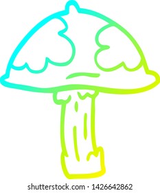 cold gradient line drawing of a cartoon wild mushroom