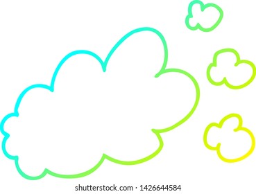 cold gradient line drawing of a cartoon puff of smoke