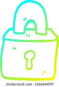 cold gradient line drawing of a cartoon locked padlock