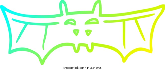 dibujo de línea de gradiente frío de un murciélago vampiro de dibujos animados