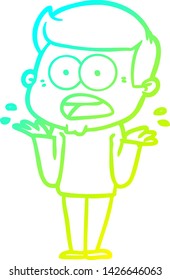dibujo de una línea de degradado frío de un hombre impactado