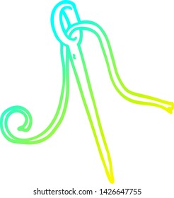 cold gradient line drawing of a cartoon needle and thread