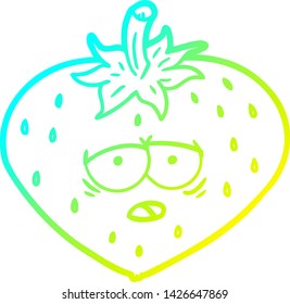 cold gradient line drawing of a cartoon strawberry