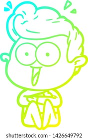 cold gradient line drawing of a cartoon man