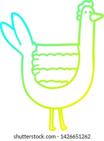 dibujo de línea de degradado frío de un pollo de dibujos animados