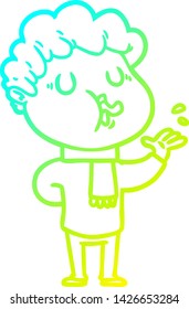 cold gradient line drawing of a cartoon man singing