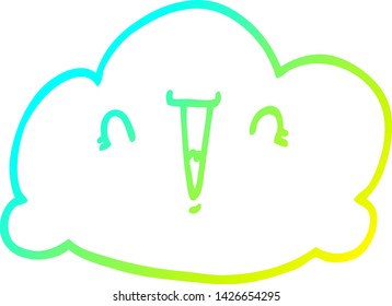 dibujo de línea de degradado frío de una nube de dibujos animados