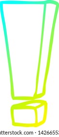 dibujo de línea de degradado frío de un signo de exclamación de dibujos animados