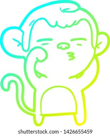 cold gradient line drawing of a cartoon suspicious monkey