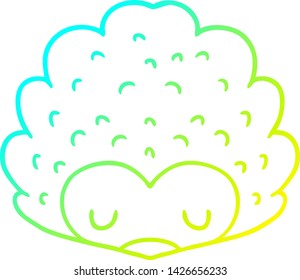 cold gradient line drawing of a cartoon hedgehog