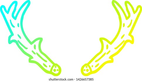 cold gradient line drawing of a cartoon antlers