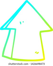 cold gradient line drawing of a cartoon pointing arrow