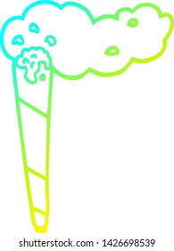cold gradient line drawing of a cartoon marijuana joint