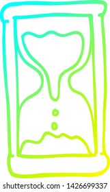 cold gradient line drawing of a cartoon hourglass