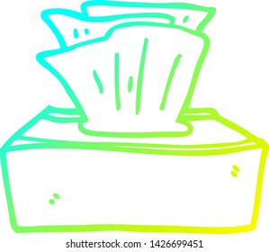 dibujo de línea de degradado frío de una caja de dibujos animados de tejidos