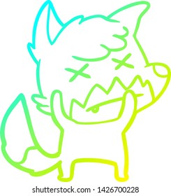 cold gradient line drawing of a cartoon dead fox